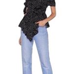 Nasty Gal THROW MY HANDS UP IN THE AIR BLACK WHITE POLKA DOT PEPLUM BLOUSE S Photo 3