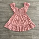 ZARA  eyelet pink/coral smocked mini dress - large Photo 2
