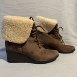 UGG  Zea Brown Leather Shearling Women's Wedge Lace-Up Boots size 9 Photo 4