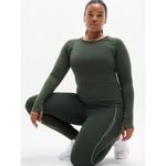 Athleta L Momentum Seamless Top Elm Green Long Sleeve Large Photo 3
