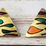 Vintage Clip On Earrings Artsy Triangle Shape Photo 0