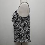 Nicole Miller Black & White Zebra Print Ruffle Medium Tank Top Y2K Whimsigoth Photo 2