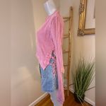 Free People One Women's Pink Long Sleeve Thermal Size Medium Waffle Tie Sides Photo 6