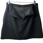 HYFVE Women's Black Faux Suede A-Line Mini Skirt Size L Button Front Photo 5