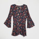 American Eagle  Black Floral Flared Bell Sleeve Mini Dress Photo 3