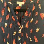 Charter Club Butterfly Pleated Button Down Sleeveless Top Blouse Navy Blue L Photo 2