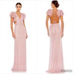 Mac Duggal NWOT  10829 SEQUINED RUFFLED CUT OUT LACE UP GOWN Pink Size 4 Photo 2
