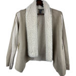 Women’s INC International Concepts Y2K Beige Faux Fur Cardigan Jacket Size XS Photo 0