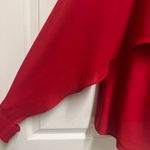 DKNY Red Long-Sleeve Crewneck Cape Blouse Photo 8