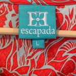 Escapada  Red and Blue 3/4 Ruffled Sleeves Lightweight Floral Top Women’s Large Photo 3