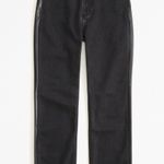 Abercrombie & Fitch Mixed Fabric Ultra High Rise Ankle Straight Jean Photo 2