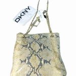 DKNY NEW  Gold Leather Python Snakeskin HANDBAG Convertible Crossbody Chain Purse Photo 0