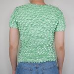 Vintage 90s Pale Green Print Coin Bubble Popcorn Shirt Size M Photo 2