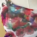 Joseph Ribkoff Floral Mesh Sheath Dress Watercolor Print Ruched Asymmetrical 12 Photo 3