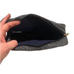 Saks 5th Avenue VTG Fifth Avenue Gray Blue Tweed Small Toiletry Accessory Make-up Travel Bag Photo 2