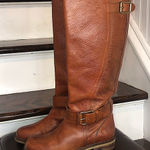 Lucky Brand Brown Leather Knee High Moto Riding Boots Sz 7 - 7.5 Photo 0