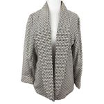 Notations NEW  Womens Geometric Open Front Blazer Jacket M Black Beige Business Photo 1