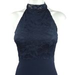 Missguided  Navy Blue Lace Halter Sleeveless Cocktail Maxi Bridesmaid Dress Sz 2 Photo 5