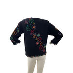 Jane's Closet Black Multicolor Beaded groovy Embroidered funky cardigan Small Photo 5