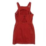 ZARA Overall Mini Dress Peekaboo Back Top Stitching Orange Small Photo 3