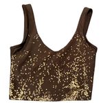 Marika Brown Gold glitter sparkle design athletic workout sporty gym Tank Small Photo 0
