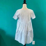 A New Day  striped blue and white flutter shirt sleeve tiered dress in size xs Photo 2