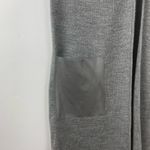 Worth Gray Wool & Leather Sleeveless Open Front Cardigan Duster Vest Small Photo 6