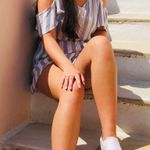 Blue White And Blue Stripe Romper Size M Photo 0