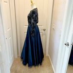 Victoria Royal Ltd Navy Formal Long Beaded Dress in Size 8 Black Tie Wedding Blue Photo 4