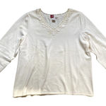 JM Collection Vintage 90s Button Lace Cottage Cream Knit Top Boho Y2K Dainty Coquette Feminine Photo 0