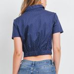 Chocolate USA  S Cropped Navy Dot Button-Up Blouse Photo 1