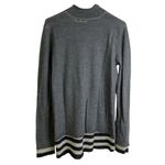Nice Collective Merino Wool Sweater Womens Medium Gray Zip Stripe Distressed * Photo 1