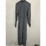 Reformation  Maxi Dress Size 12 Black White Floral Long Sleeve High Neck Cute Photo 9