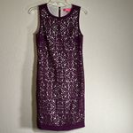 Catherine Malandrino Deep Plum Cabernet Purple Lace Laser Cut Pencil Dress sz 2 Photo 3