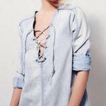 Free People Indigo Lace Up Denim Tunic in Blue Sky Light Wash Photo 2