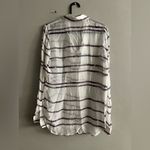 Theory 100% Silk sheer button down blouse Striped White Purple Women's Top Small Photo 1