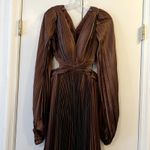 Mac Duggal  Long Sleeve Pleat Charmeuse CutOut Gown Espresso 26737 size 6 UB Photo 7