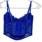 Primark Women Bustier 32D Blue Lace Underwire Corset Top Coquette PinUp Romantic Photo 1
