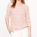J.‎ Crew Heathered Striped Pink White LINEN Blend Sweater Photo 0