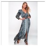 Free People  Mexicali Rose Smocked Waist Maxi Dress Blue Size XS Boho Bohemian Photo 2