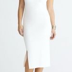 J. Crew Sweater Knit Midi Dress Size M Ribbed Front Slit Old Money Quiet Luxury White Size M Photo 0