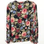 Seven7  Floral Tie Front Tassel Top Black Small Photo 9