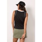 Evereve Cooper Piped Tank Top Peruvian Pima Cotton Black White Relaxed Fit L Photo 7