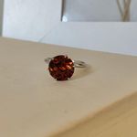 Round Chocolate Stone & Silver Ring “Bronya” Citrine Smokey Quartz Glass Boho Jewelry Brown Photo 4