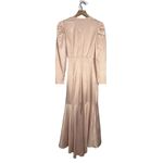 EXPRESS Light Pink Flowy V Neck Wrap Dress Long Sleeve and Bow Detail Photo 4