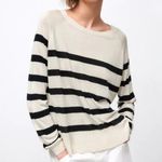 ZARA  Cream and Black Striped Long Sleeve Sweater Photo 5