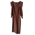 Favorite Daughter Irene Off Shoulder Ribbed Maxi Dress Coffee Brown XL‎ Photo 8