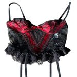 Vintage Nani Flower Lingerie Sz Small Red Black Satin Floral Lace Teddy Bustier Photo 11