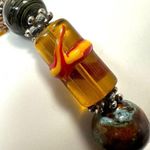 Yellow and green beaded stretchy bracelet Photo 4