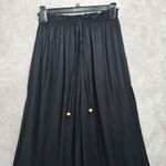 Black Wide Split Flowy Straight Beach Vacation Lounge 90s Pullon Boho Pants XS Photo 11